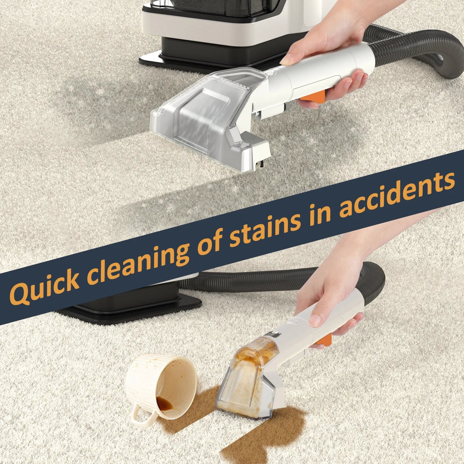 W05 750W Handheld Carpet Cleaner Quiet Strong Machine Wet Fabric Carpet Sofa Cleaning Pet Portable Car Multifunctional