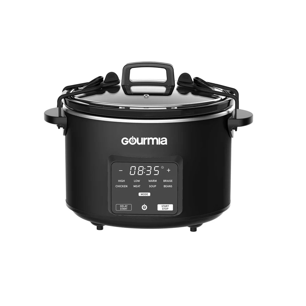 4.5QT Programmable Slow Cooker with One-Touch Presets Digital Display Built-In Timer Keep Warm Locking Lid Family Size Cooking
