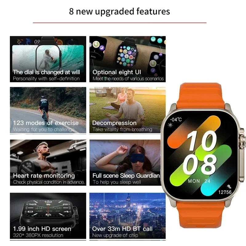 New T900 Watch Ultra Smart Watch 49Mm 2024 NFC Men Women GPS Track Bluetooth Call BT Music Games Wireless Charging Smart Watch
