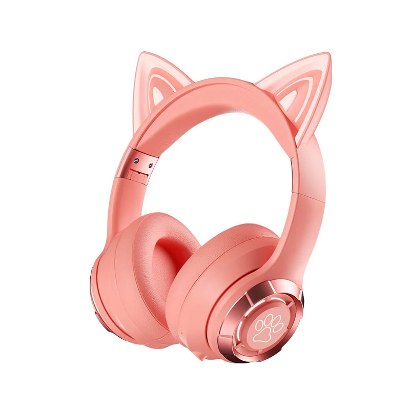 Cute Cat Ear Wireless Bluetooth Headphone with Microphone On-Ear Headset Stereo Sound Earphones Sports Gaming Foldable Headphone