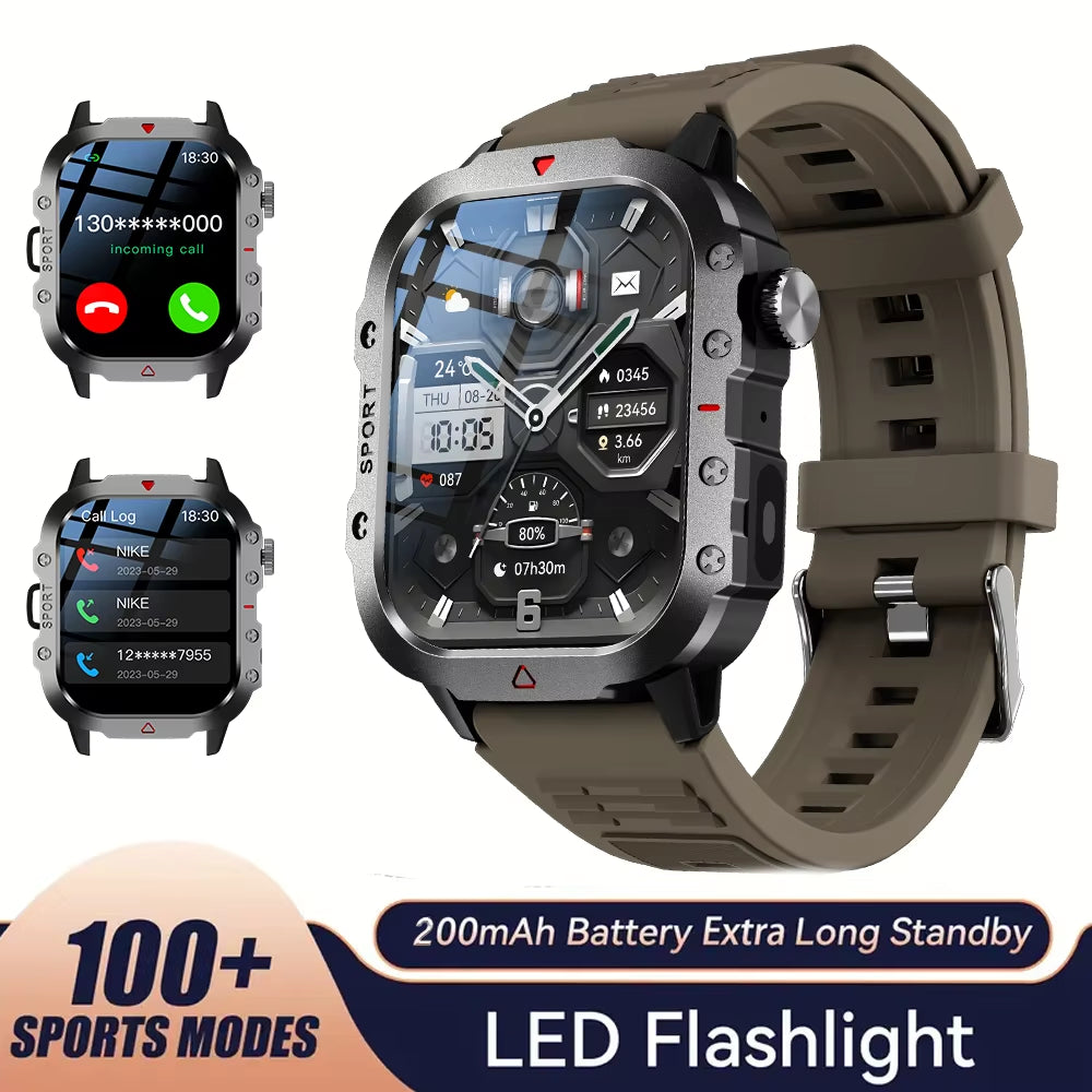 Outdoor Sports Smart Watch 2.01 Inch HD Screen LED Flashlight Bluetooth Talking Smart Watch for Men Women Holiday Gifts