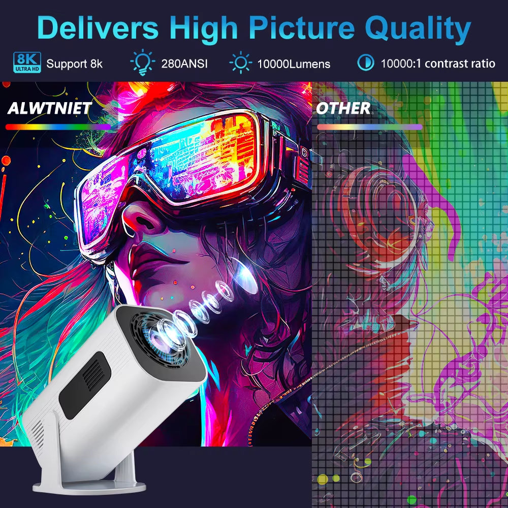 P330 Projector Smart Android 11.0 Wifi BT5.0 Auto Keystone Correction 1080P Airplay Connection Home Theater for 4K Video